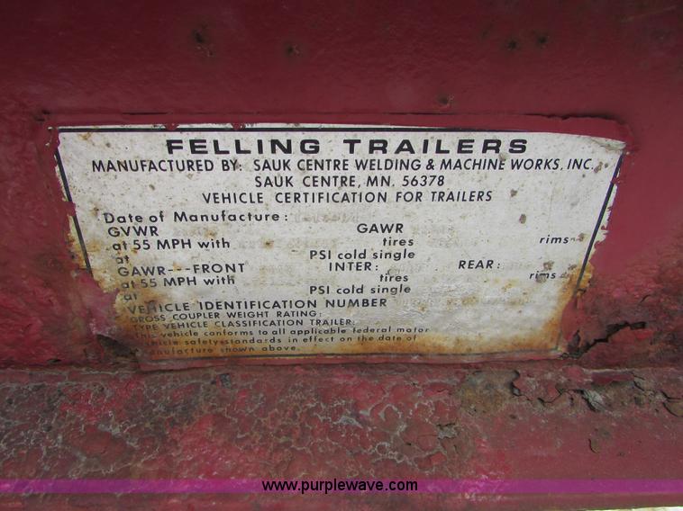 image for item I6630 1994 Felling FT-20-3 equipment trailer