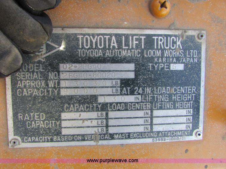 image for item I6655 Toyota 02-2FG40 forklift