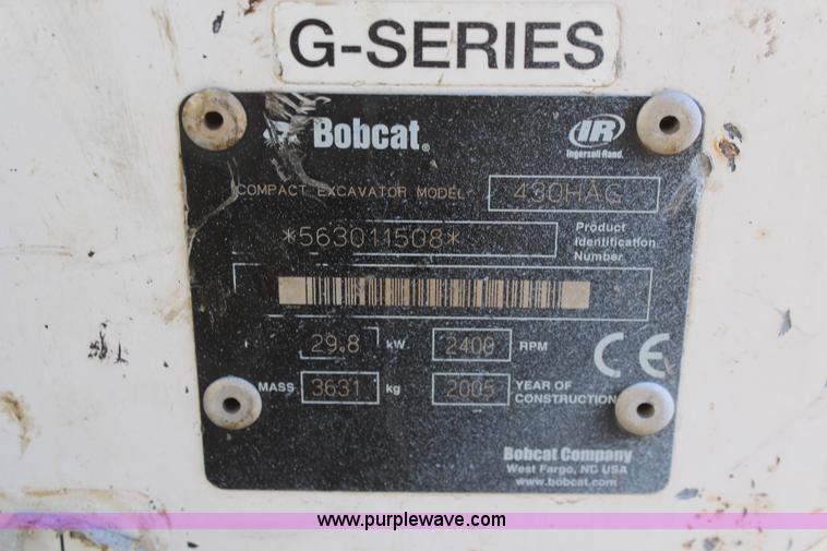 image for item K7149 2005 Bobcat 430HAG compact excavator