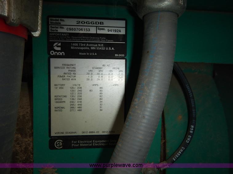 image for item BC9677 Onan generator