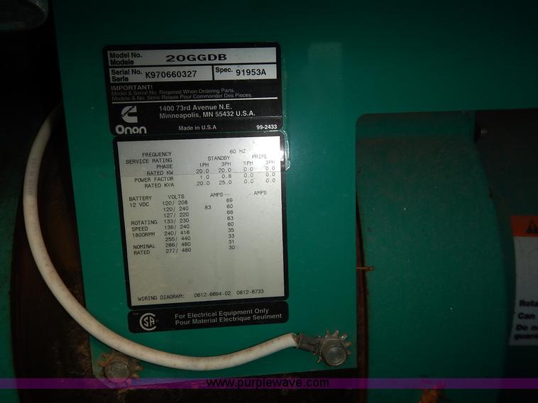 image for item BC9678 Onan generator