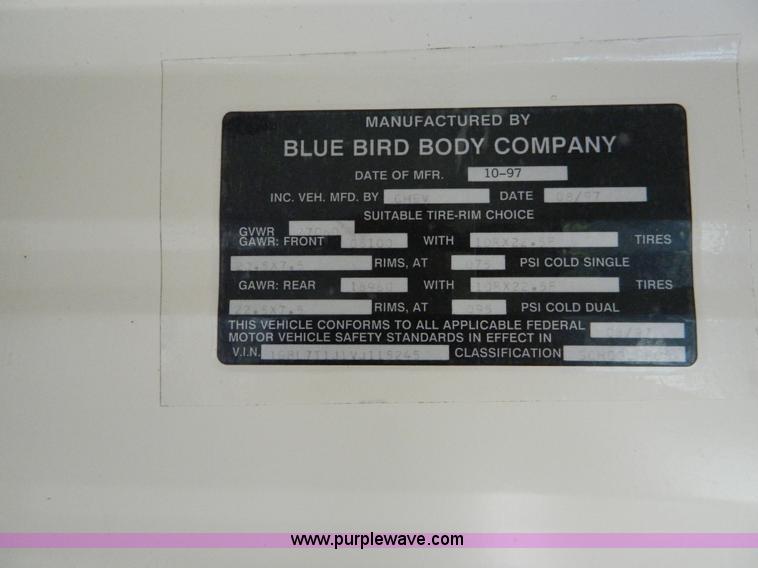 image for item D6114 1998 Chevrolet B7 Blue Bird school bus