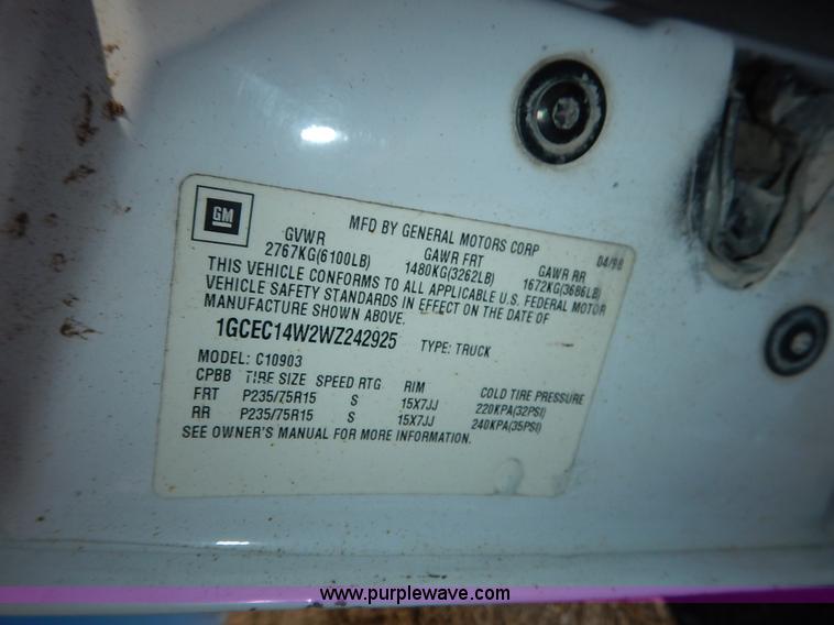 image for item I5018 1998 Chevrolet 1500 pickup truck