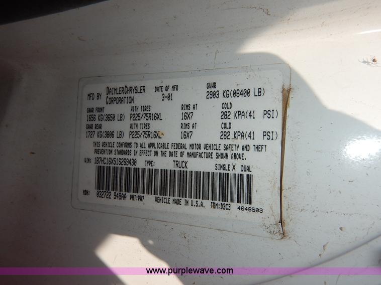 image for item I5020 2001 Dodge Ram 1500 pickup truck