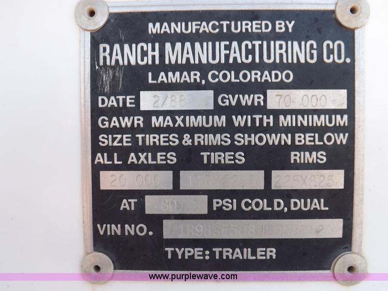 image for item K3244 1988 Ranco bottom dump trailer