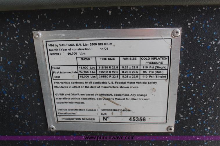 image for item K8978 2002 Van Hool C2045L bus