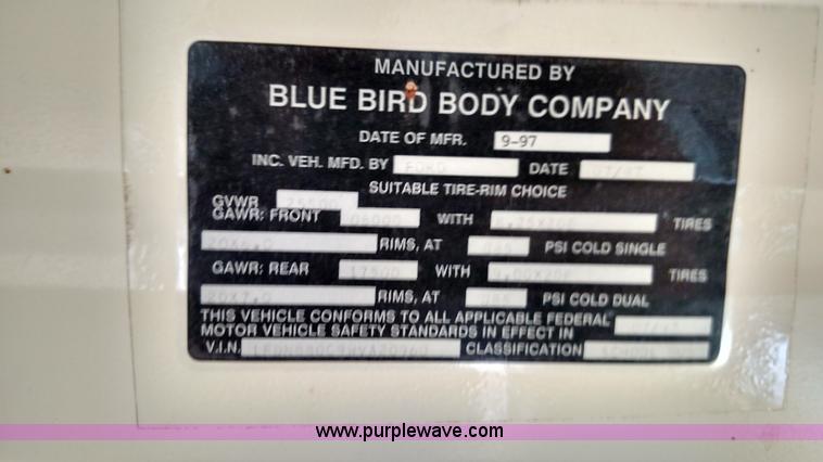 image for item L6701 1998 Ford B800 school bus