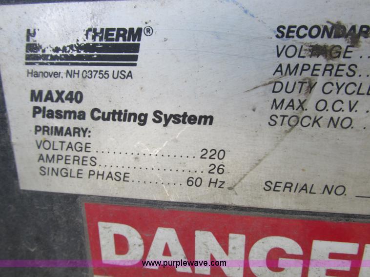 image for item AW9720 Hypertherm Max 40 plasma cutter