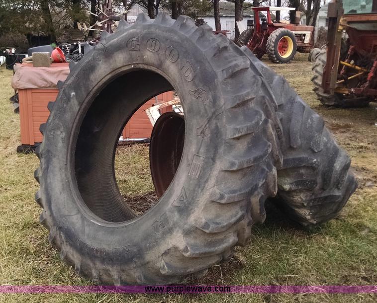 image for item AX9479 (2) Goodyear Dyna Torque 20.8R38 tires and wheels