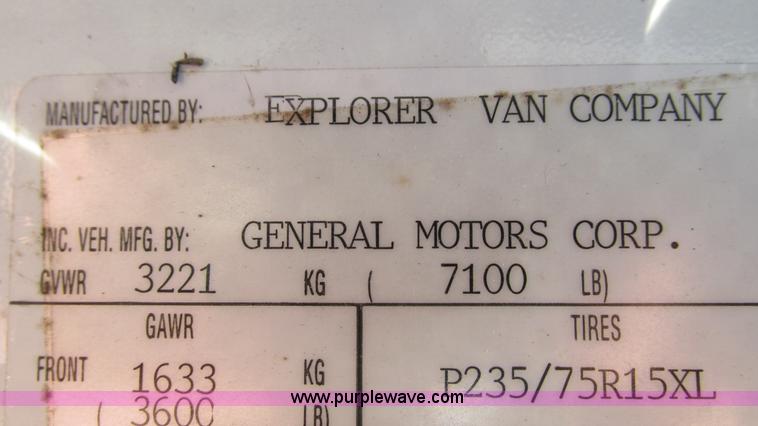 image for item I3090 2002 Chevrolet Express 1500 Colonial Explorer conversion van