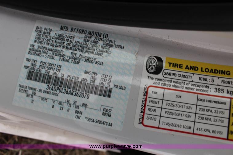 image for item K2954 2010 Ford Fusion