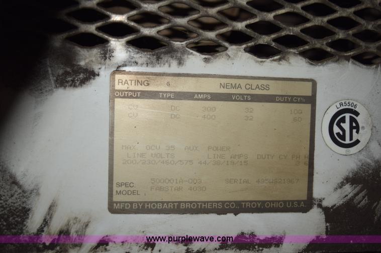 image for item J1887 Hobart Fabstar 4030 wire welder