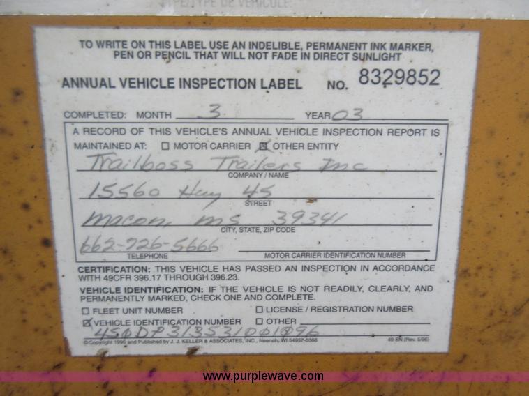 image for item J1941 2003 Trail Boss equipment trailer