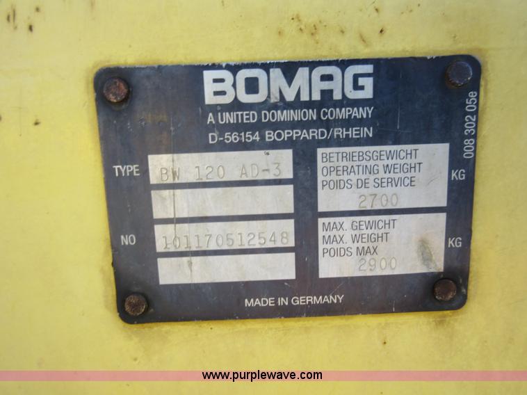 image for item J1966 Bomag BW120AD-3 vibratory double drum roller