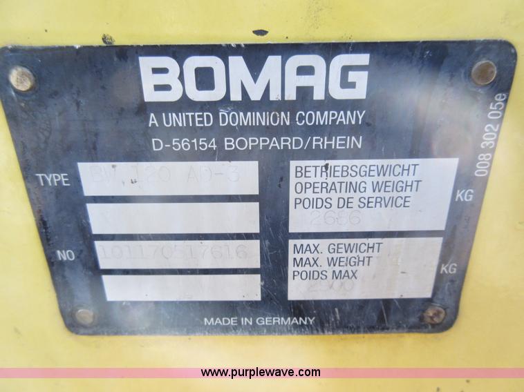 image for item J1973 Bomag BW120AD-3 vibratory double drum roller