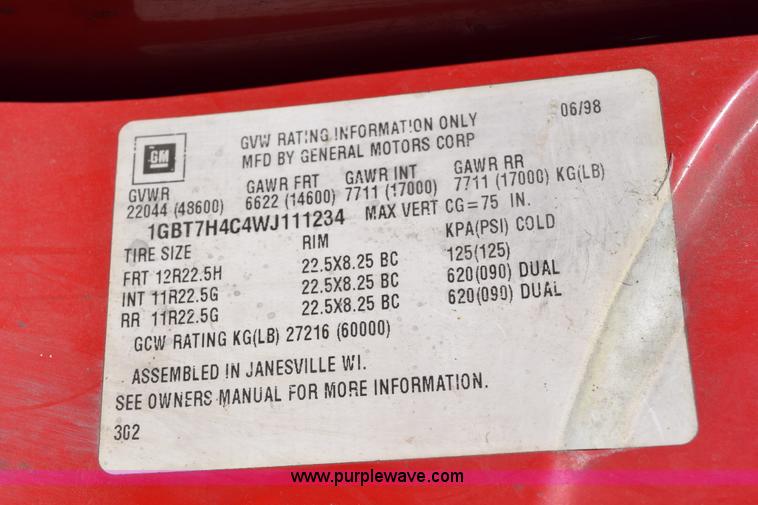 image for item J1987 1998 Chevrolet C8500 dump truck