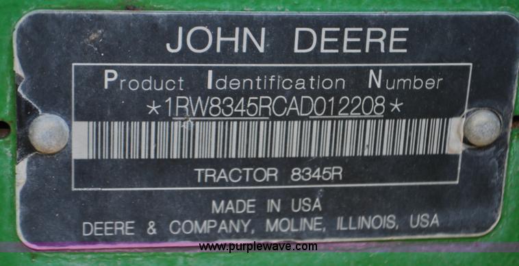 image for item F2298 2010 John Deere 8345R MFWD tractor