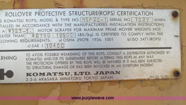 image for item I3083 Komatsu WS23-1 conventional scraper