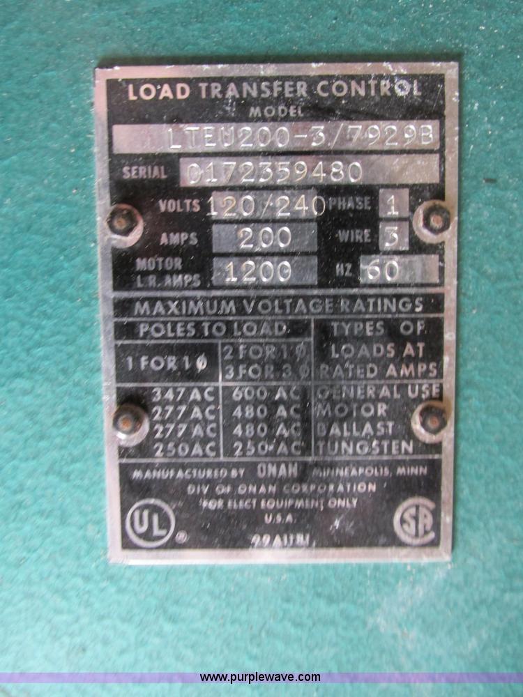 image for item I4031 Onan LTEU200-3/7929B generator