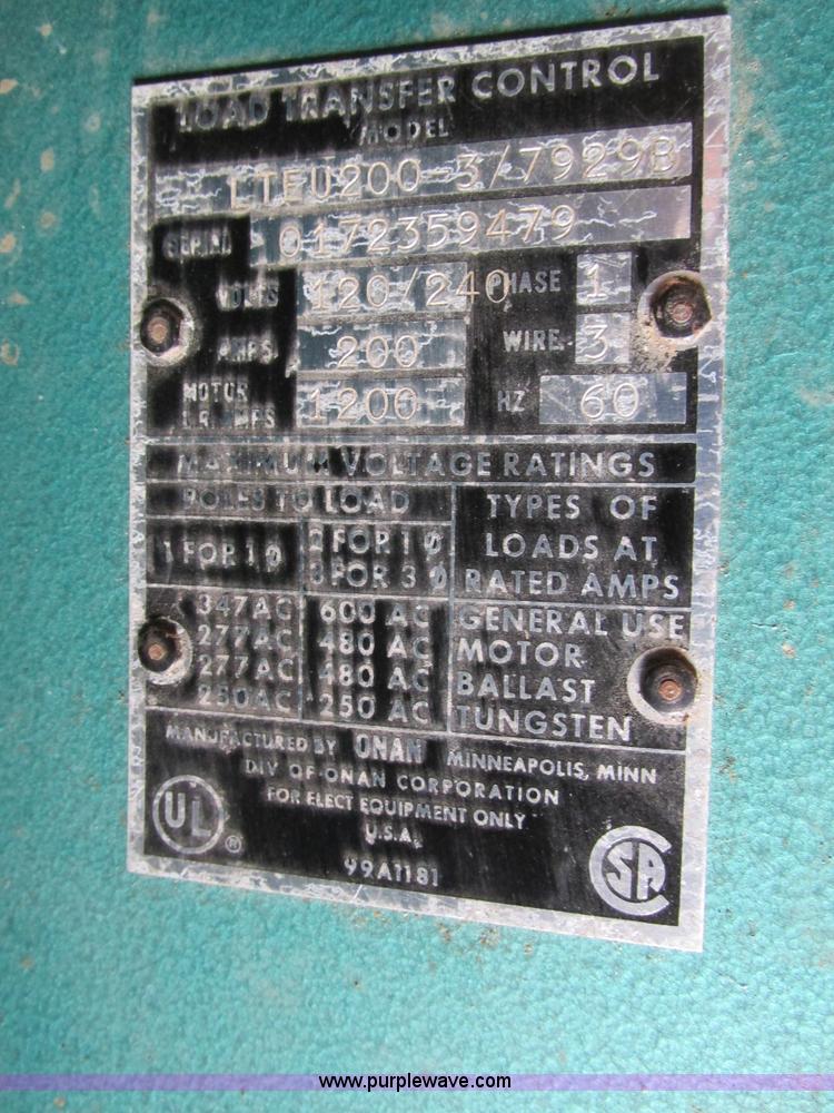 image for item I4031 Onan LTEU200-3/7929B generator