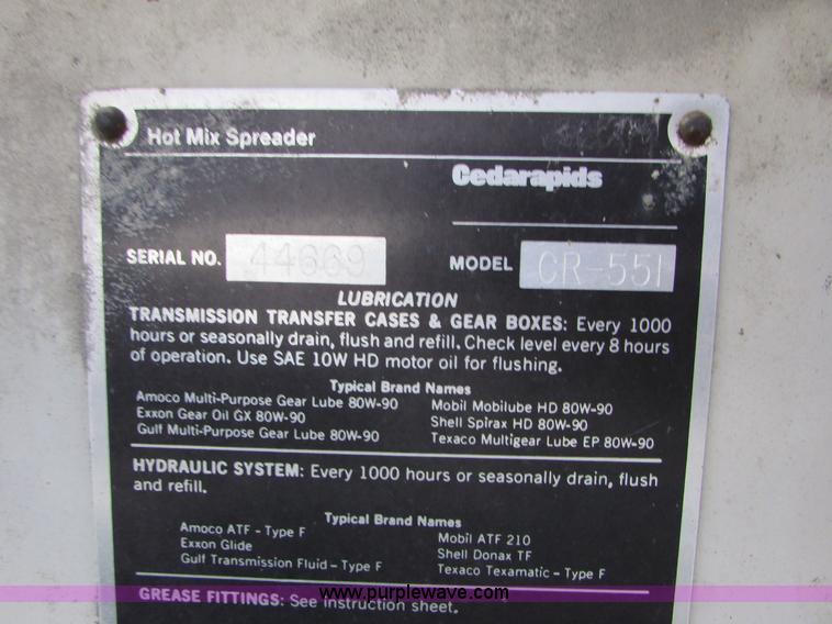 image for item I6565 Cedarapids CR551 asphalt paver