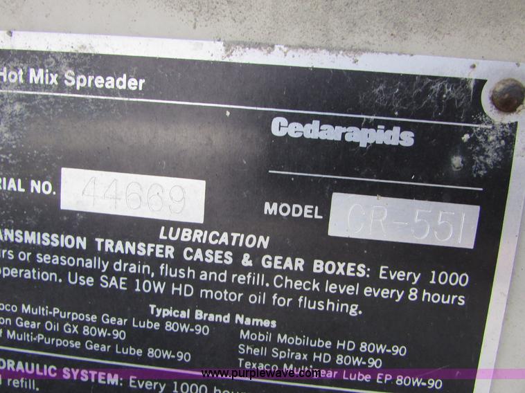 image for item I6565 Cedarapids CR551 asphalt paver