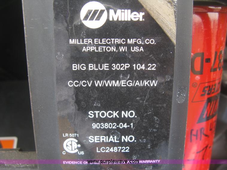 image for item K2960 2003 Miller Big Blue 302P welder/generator