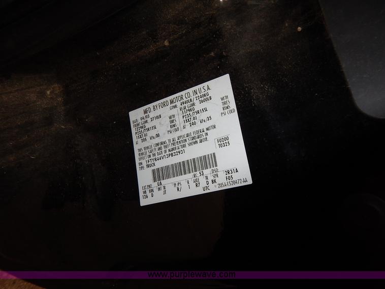 image for item K8890 2003 Ford Ranger pickup truck