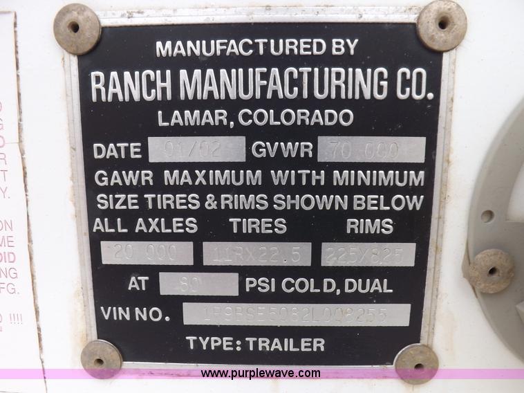 image for item K3759 2002 Ranco bottom dump trailer