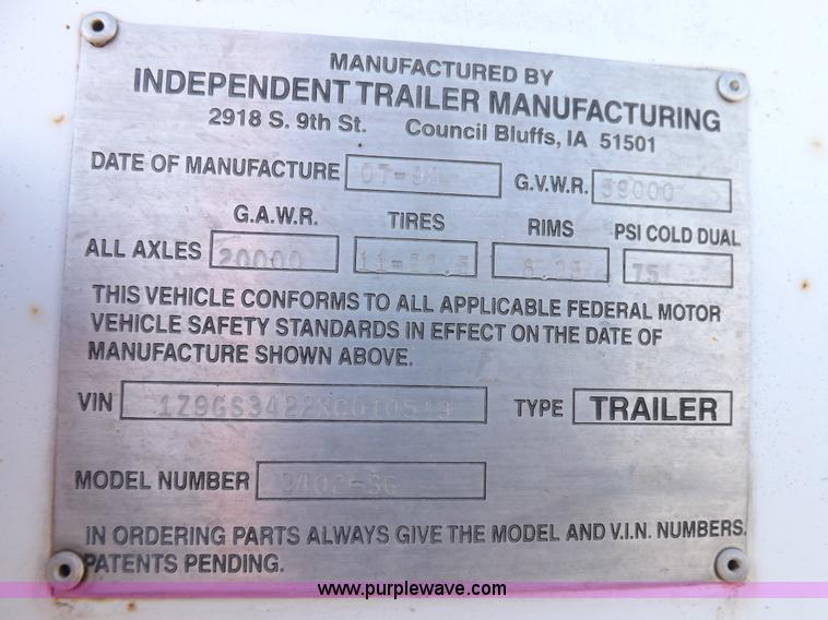 image for item K3767 1999 Hawk Master grain trailer