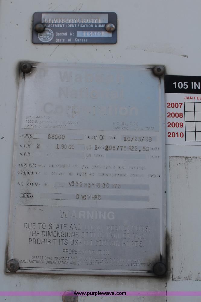 image for item K6837 2000 Wabash dry van trailer