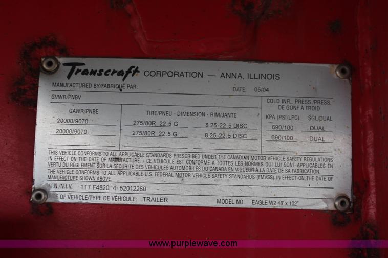 image for item K6840 2005 Transcraft Eagle flatbed trailer