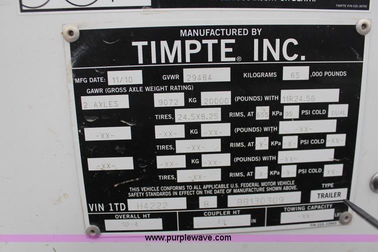 image for item K7167 2011 Timpte double hopper grain trailer