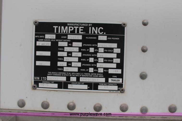 image for item K7169 1999 Timpte double hopper grain trailer