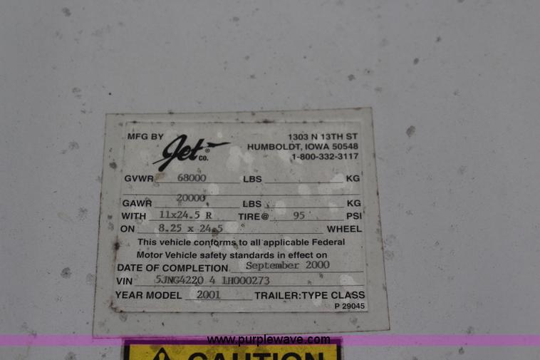 image for item K7170 2001 Jetco double hopper trailer