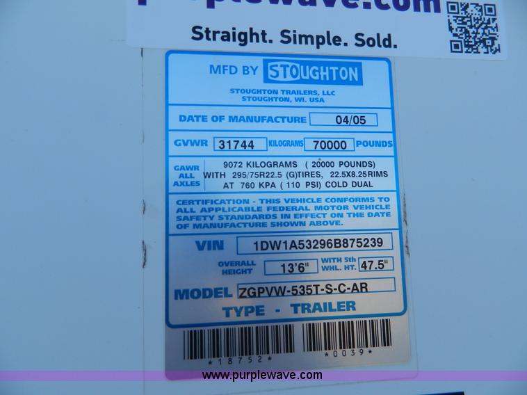 image for item K8012 2006 Stoughton dry van trailer