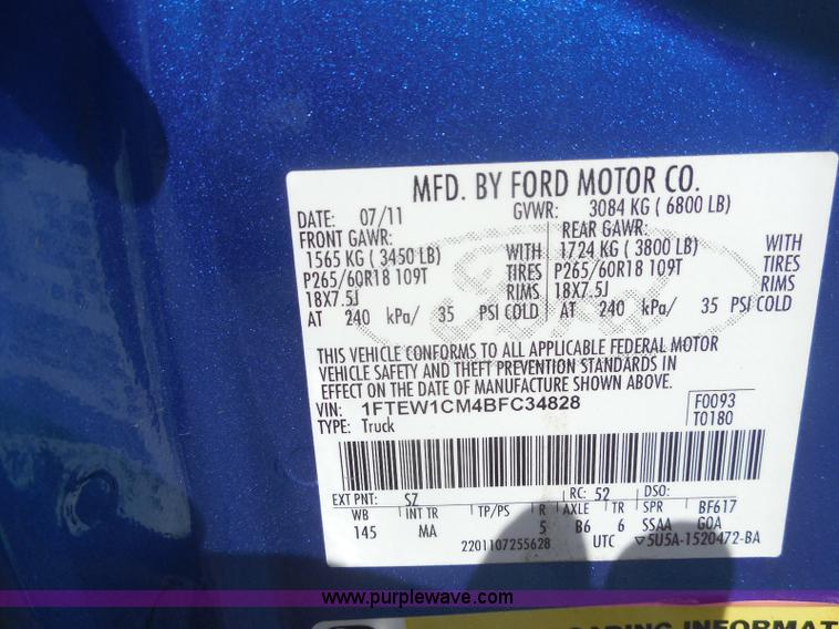 image for item E6309 2011 Ford F150 SuperCrew pickup truck