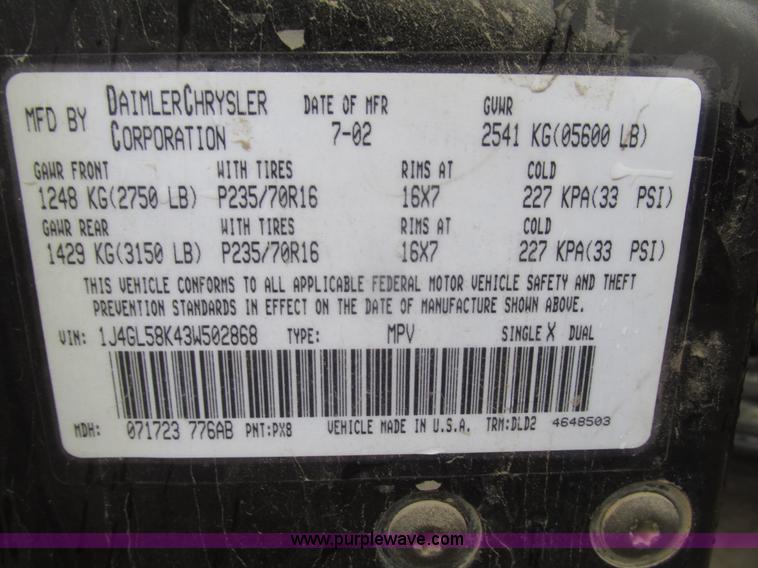 image for item H4702 2003 Jeep Liberty Limited SUV