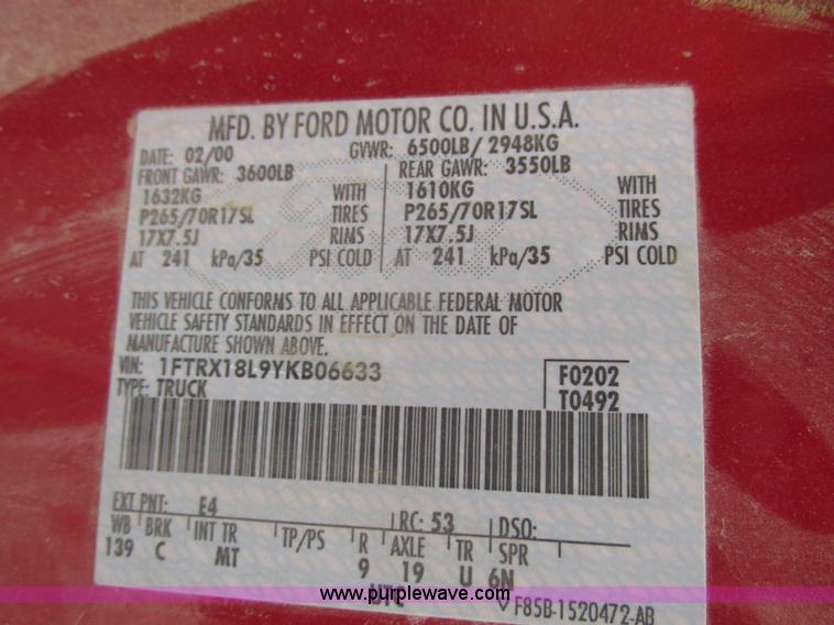 image for item H4705 2000 Ford F150 XLT SuperCab pickup truck