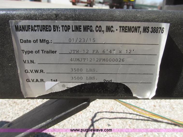 image for item H4707 2015 Topline JTW-12 utility trailer