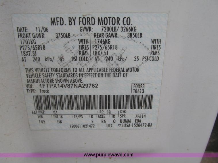 image for item H4711 2007 Ford F150 FX4 SuperCab pickup truck