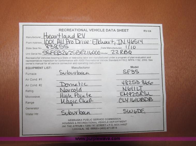 image for item H4731 2011 Heartland Trail Runner 22 camper