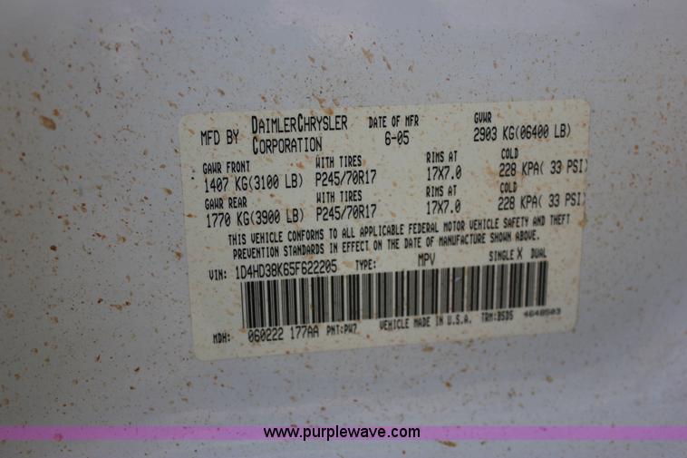 image for item J2329 2005 Dodge Durango ST SUV