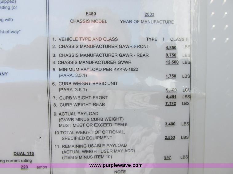 image for item J6690 2003 Ford F450 Super Duty ambulance