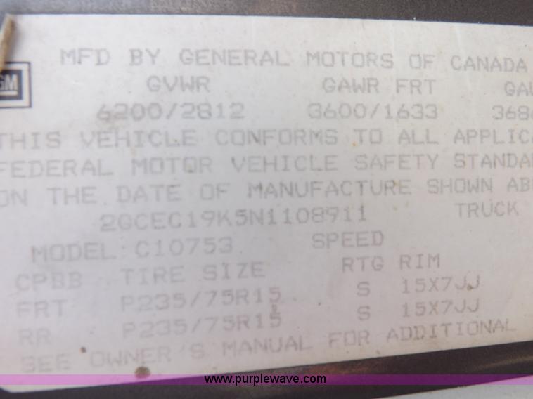 image for item K3766 1992 Chevrolet Silverado 1500 Ext. Cab pickup truck