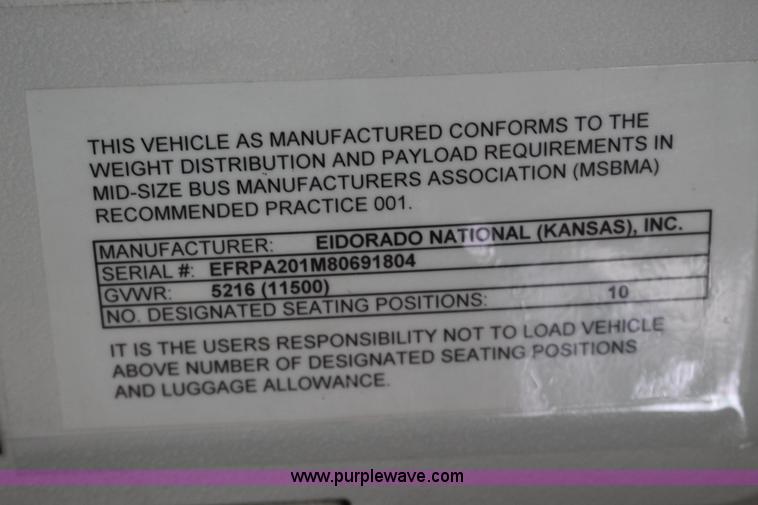 image for item L6711 2008 Ford E350 Super Duty Eldorado Aerotech transit vehicle