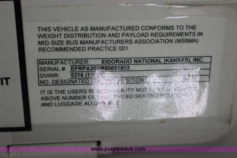 image for item L6712 2008 Ford E350 Super Duty Eldorado Aerotech transit vehicle