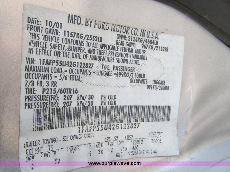 image for item J6741 2002 Ford Taurus SES