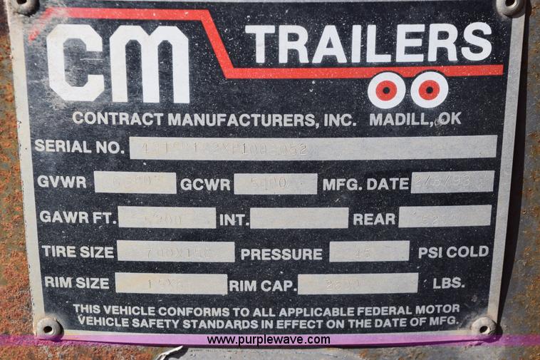 image for item E6184 1993 CM livestock trailer