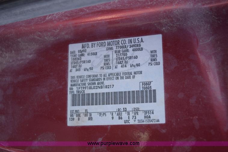 image for item E6197 2002 Ford F150 pickup truck